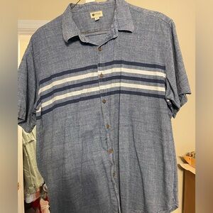 Haggar Blue and White Striped Casual Shirt